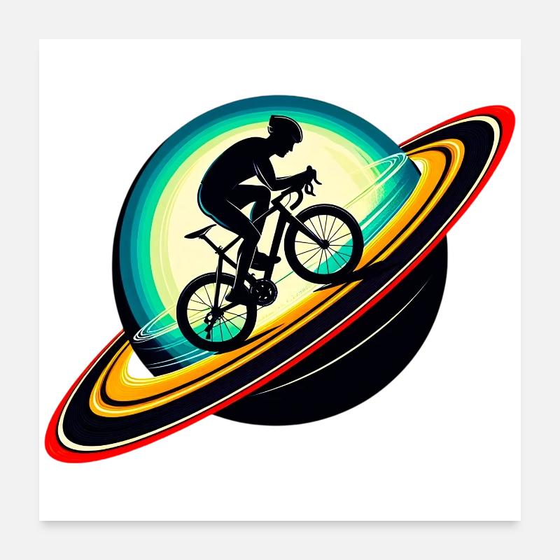 Cyclist on Saturn Poster 24" x 24" (60x60 cm)