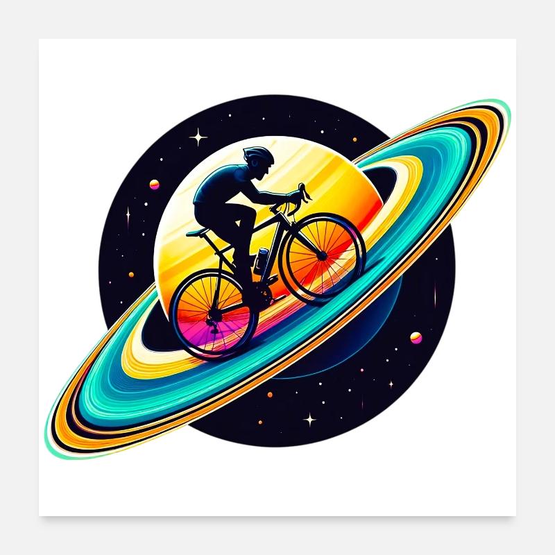 Cyclist on Saturn Poster 24" x 24" (60x60 cm)
