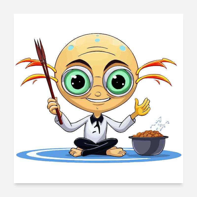 Zen Extraterrestrial Meditator Poster 24" x 24" (60x60 cm)