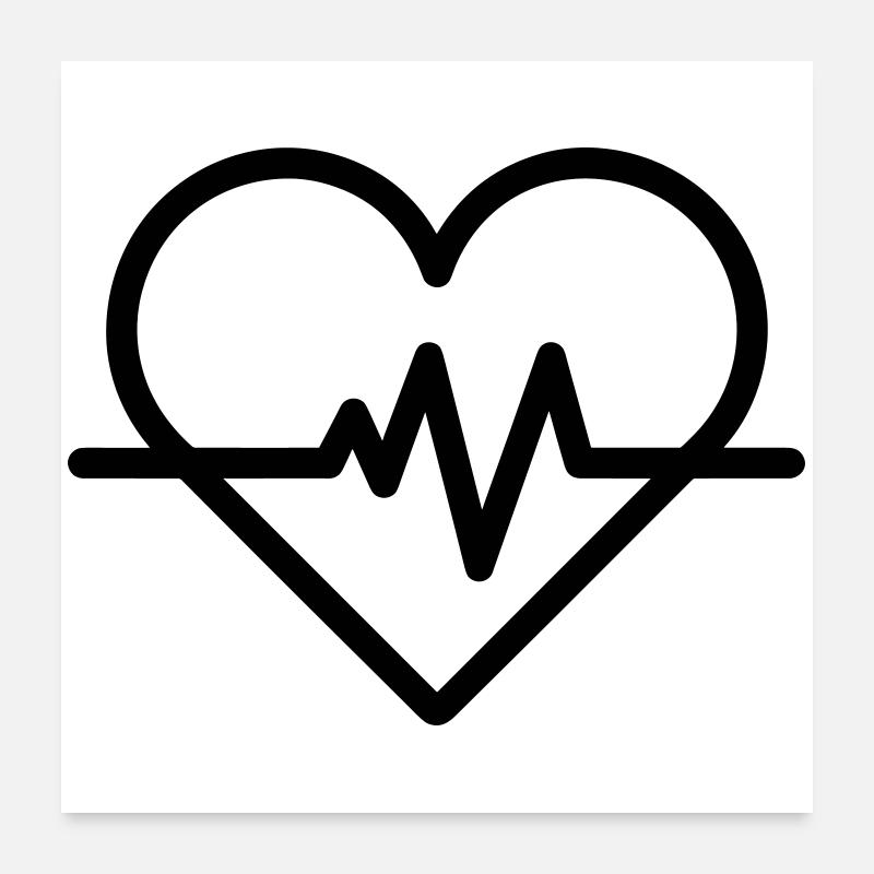 Herzfrequenz Poster 60x60 cm