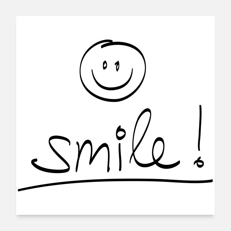 Handwriting "SMILE!" with a laughing face Poster 24" x 24" (60x60 cm)