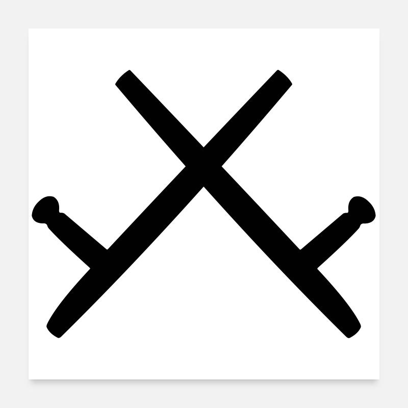 Image de l’ombre de Kobudo deux Tonfa Poster 60 x 60 cm