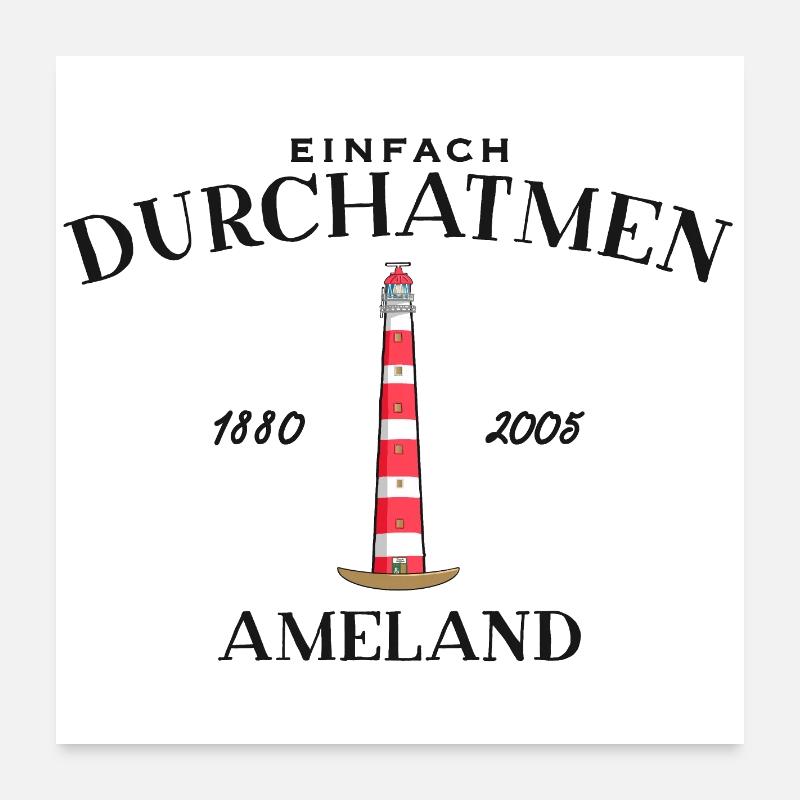 Ameland, Einfach mal Durchatmen, Zeichnung Poster 60x60 cm