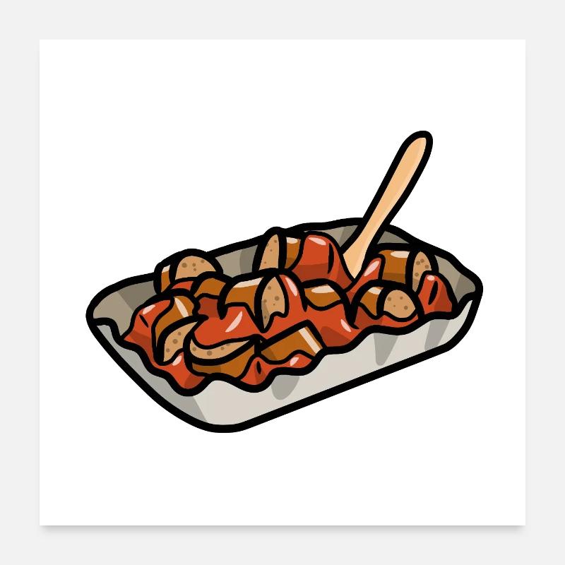 Berlin Currywurst Bratwurst Wurst Curry Grill - Poster 60 x 60 cm - blanc