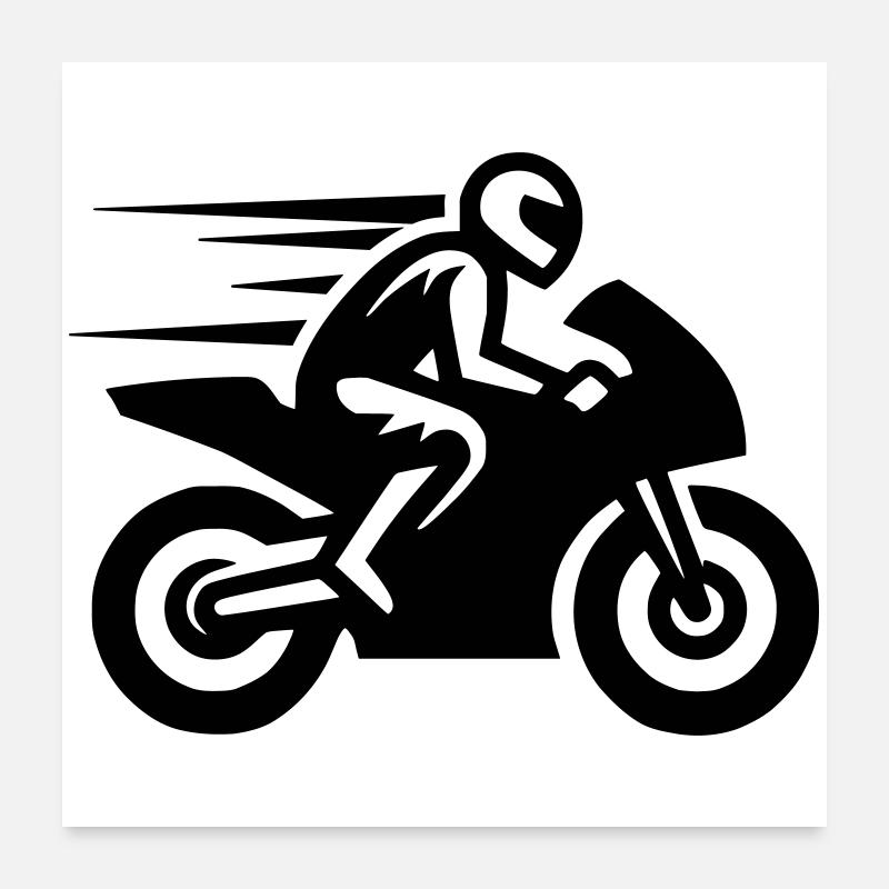 Moto de course Moto Moto Machine de course - Poster 60 x 60 cm - blanc