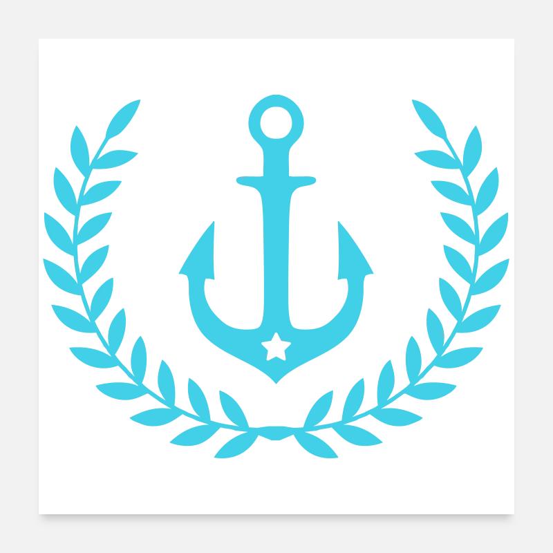 Ankerkranz Nautik Emblem Poster 60x60 cm