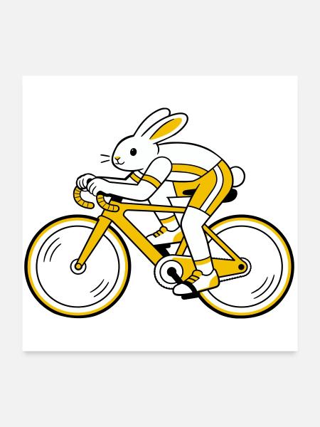 hare on a racing bike - Poster 24" x 24" (60x60 cm) - white - Front