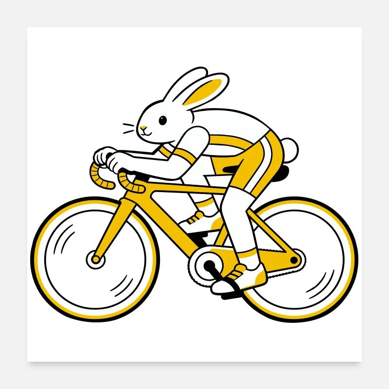 Lièvre sur un vélo de course Poster 60 x 60 cm