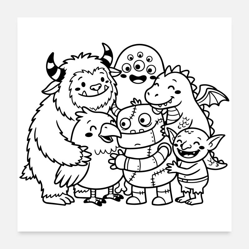 monstres mignons Poster 60 x 60 cm