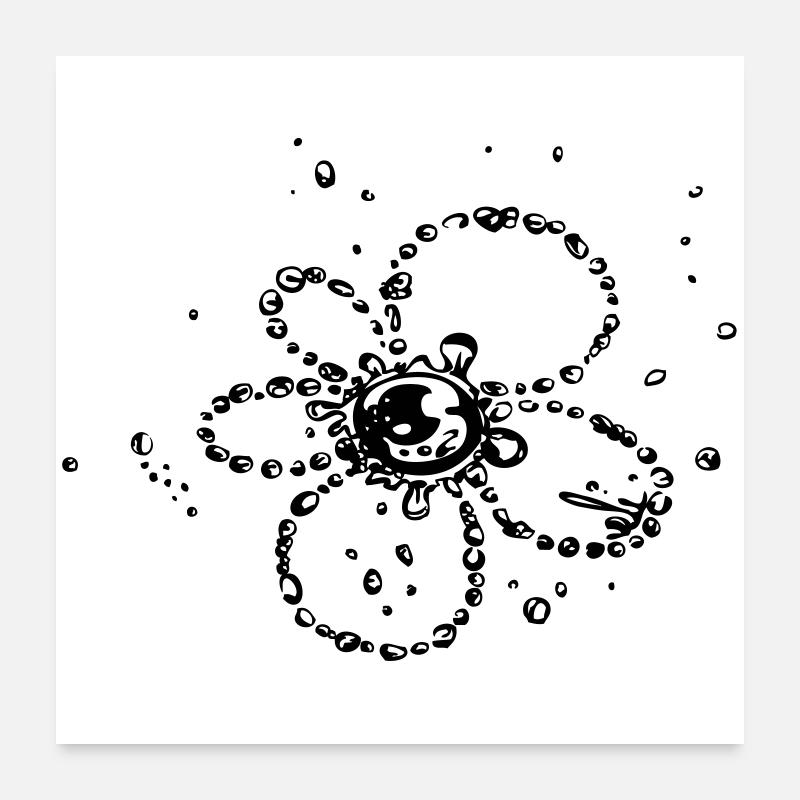 Fleur de gouttes d'eau Poster 60 x 60 cm