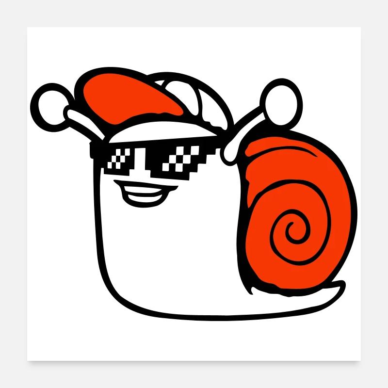 Snail Sunglasses Cute Cute Happy Cool Poster 24" x 24" (60x60 cm)
