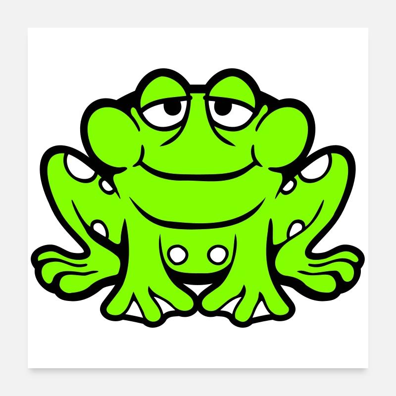 Frog toad smiles funny sitting comic happy Poster 24" x 24" (60x60 cm)