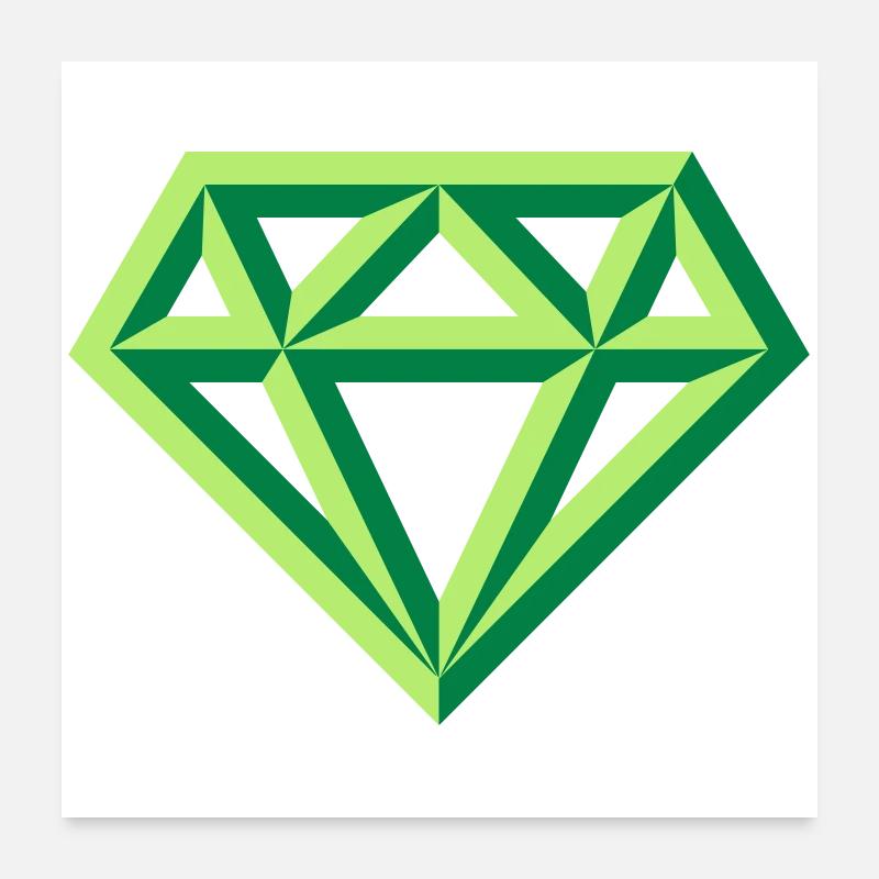 Diamant (pierre précieuse symbole brillant / Outl. Gre 2C) Poster 60 x 60 cm