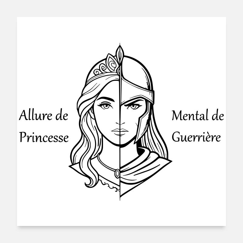 Woman's Princess Look & Warrior Mental - Poster 24" x 24" (60x60 cm) - white
