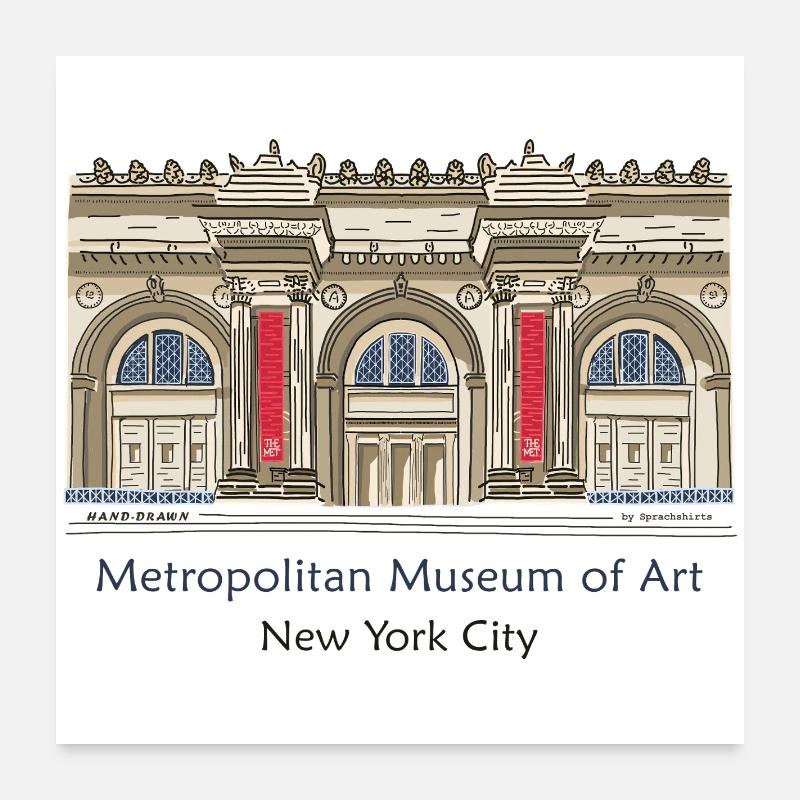 New York, Metropolitan Museum, NYC Drawing Poster 24" x 24" (60x60 cm)