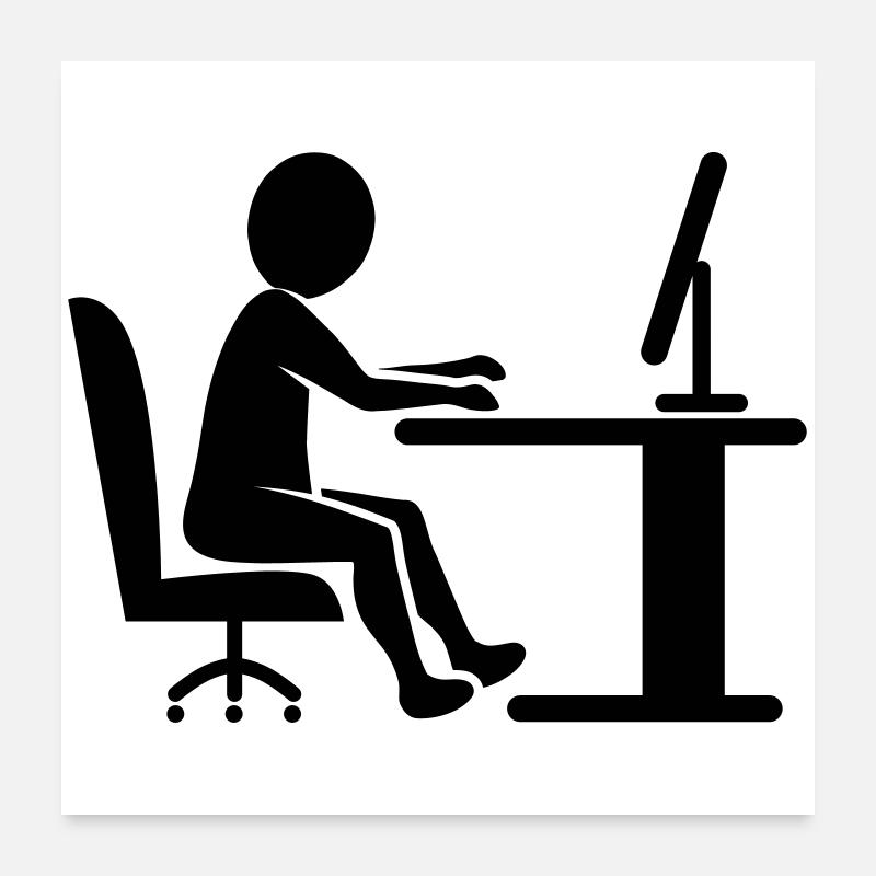 Icon desk work / black and white Poster 24" x 24" (60x60 cm)