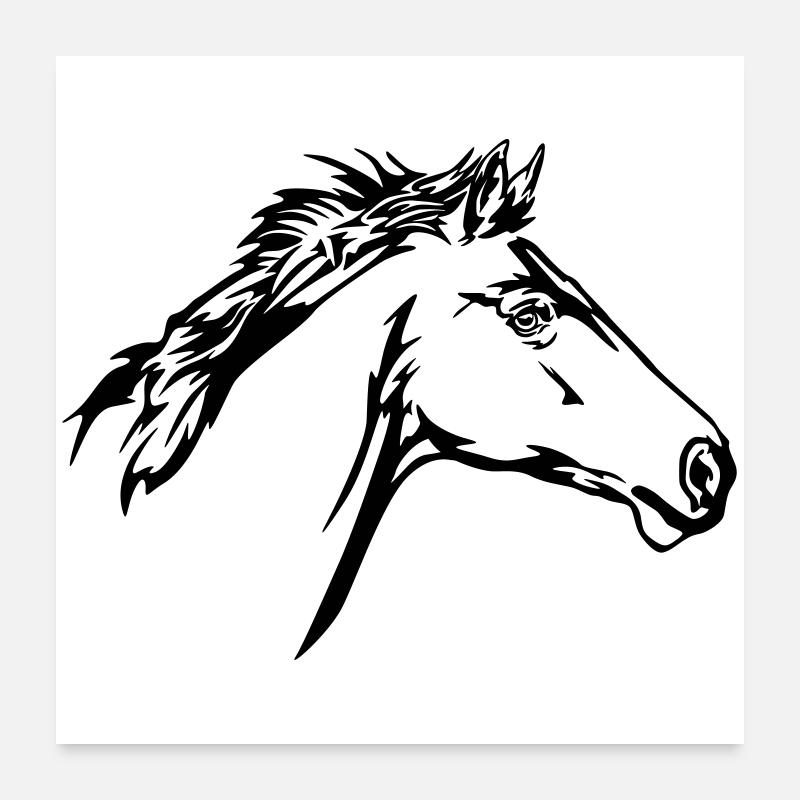 Rennendes Pferd Kopf Poster 60x60 cm