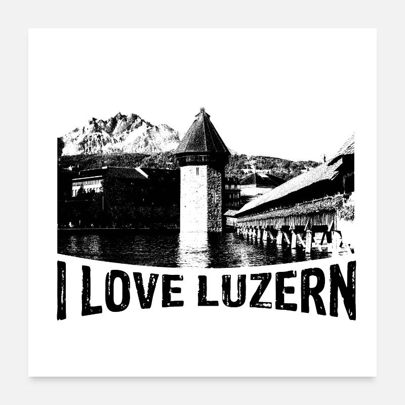 J’adore LUCERNE avec Chapel Bridge Poster 60 x 60 cm