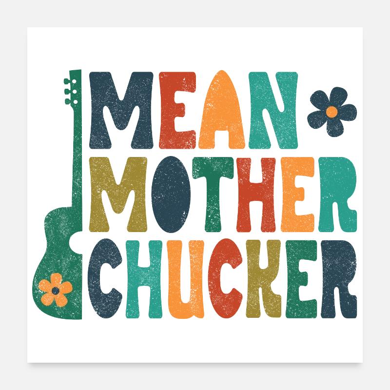 Méchante Mère Chucker à la guitare colorée Poster 60 x 60 cm