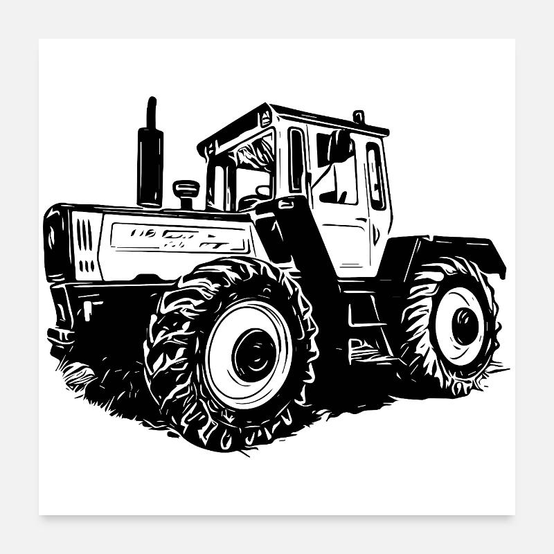 Traktorpower Silhouette Poster 60x60 cm