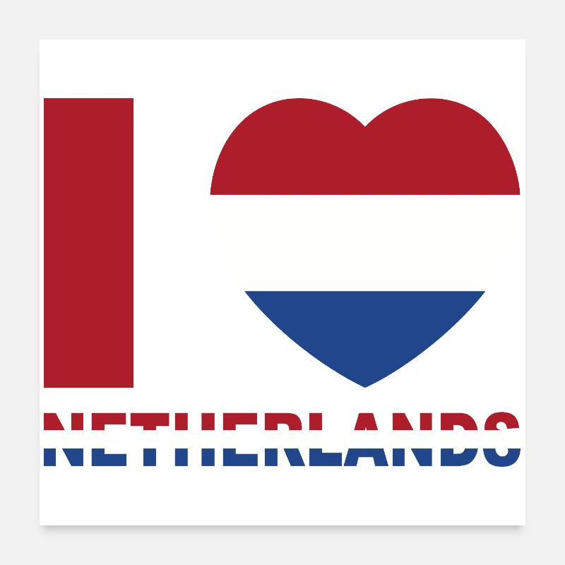 Coeur avec drapeau des Pays-Bas Poster 60 x 60 cm