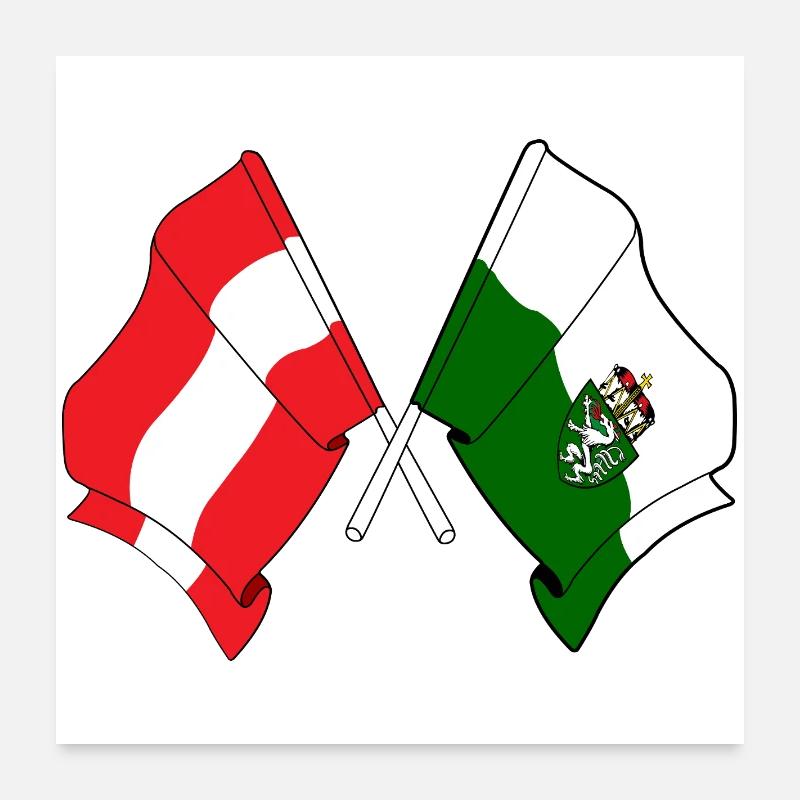 Austria & Styria Crossed Flags Poster 24" x 24" (60x60 cm)
