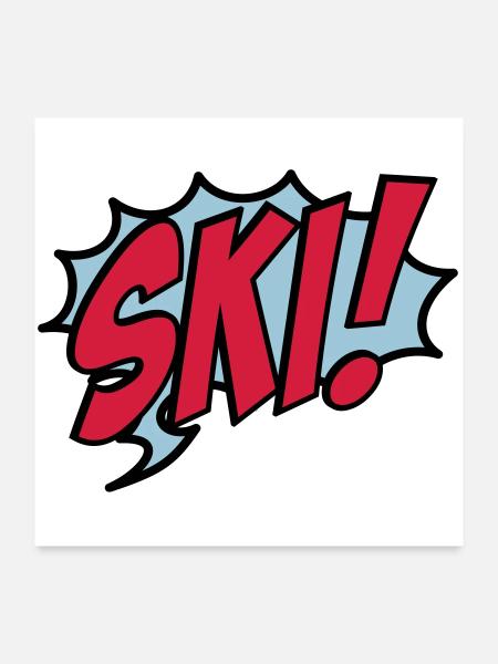 Ski - Poster 60x60 cm - Weiß - Vorne