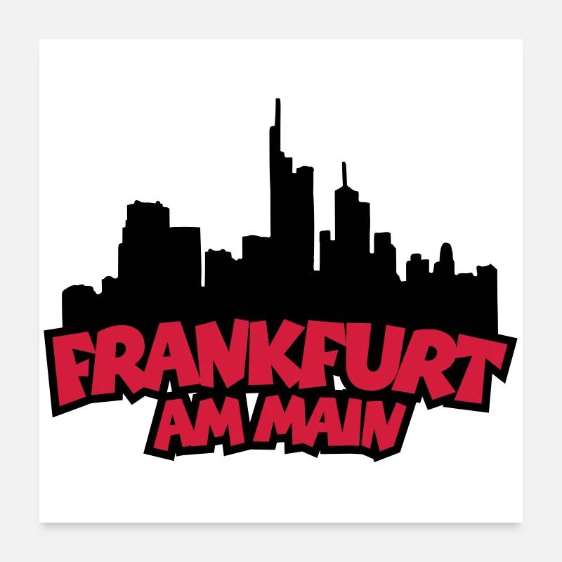 Frankfurt Skyline (Black / Red) Poster 24" x 24" (60x60 cm)