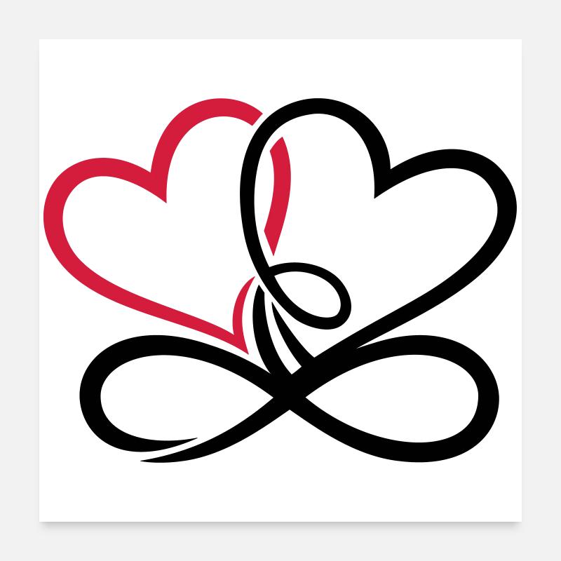 Deux coeurs infini amour infini amour Poster 60 x 60 cm