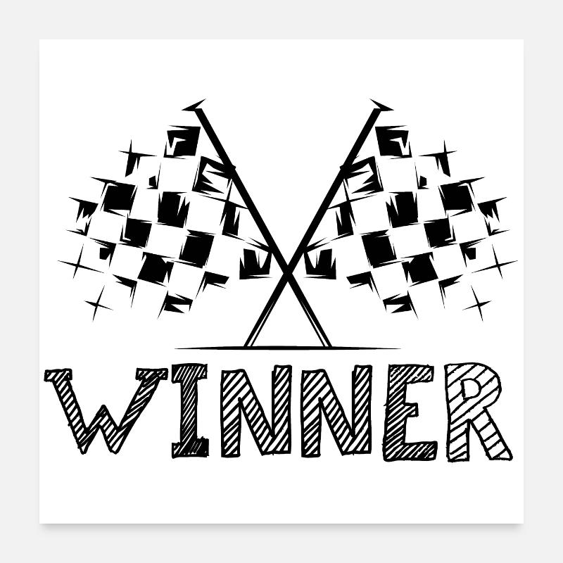 Gewinner Flagge Autorennen Symbole Logo icon Team Poster 60x60 cm