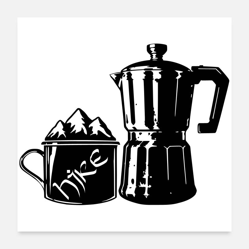 Coffee Hike - Mountain Espresso [Schwarz] Poster 60x60 cm
