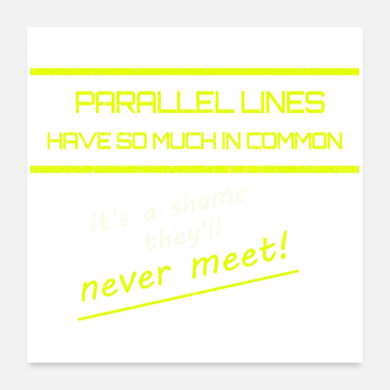Drôle de lignes parallèles Math Tee - Poster 60 x 60 cm - blanc