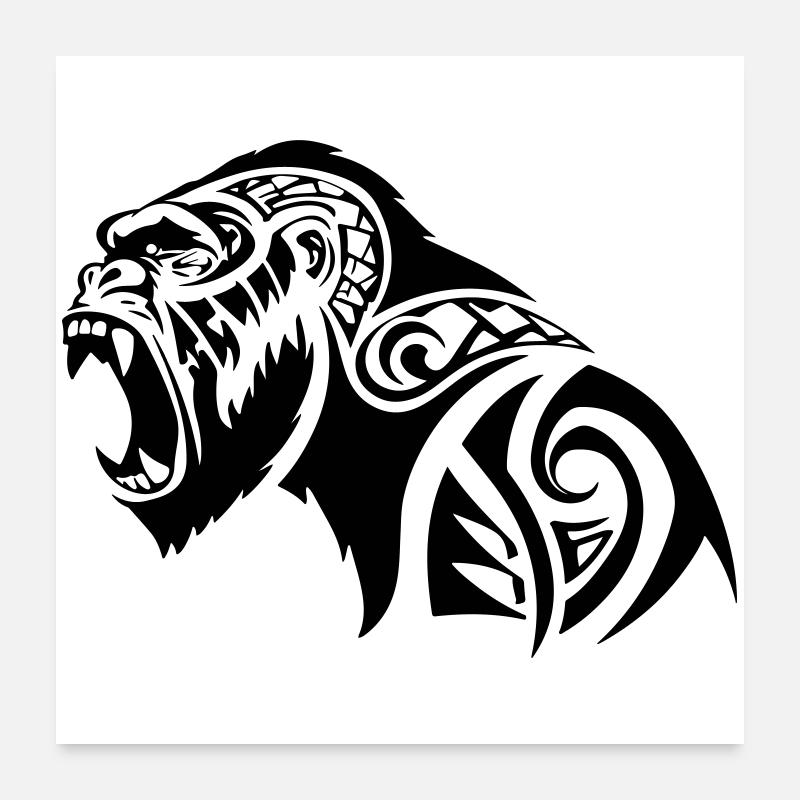 Gorille tribal à dos argenté Poster 60 x 60 cm