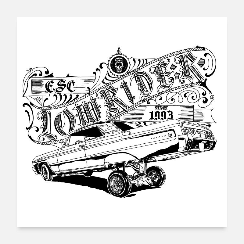 E.S.C. Lowrider - Poster 60x60 cm - Weiß