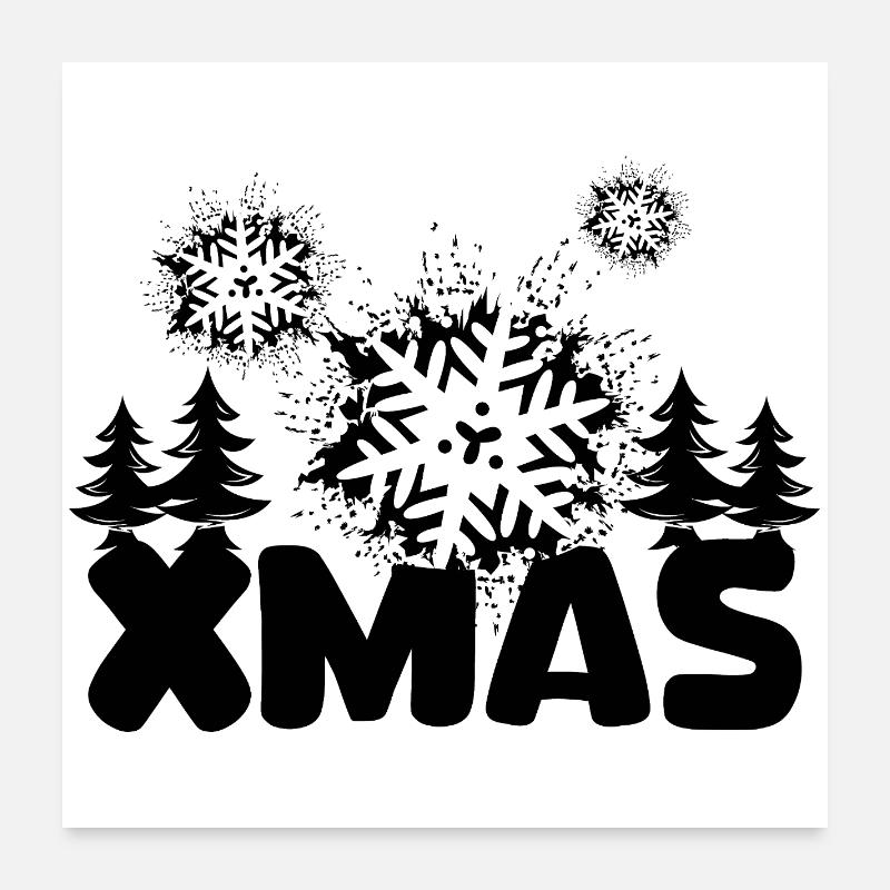 XMAS Design with Snowflakes and Fir Trees Poster 24" x 24" (60x60 cm)