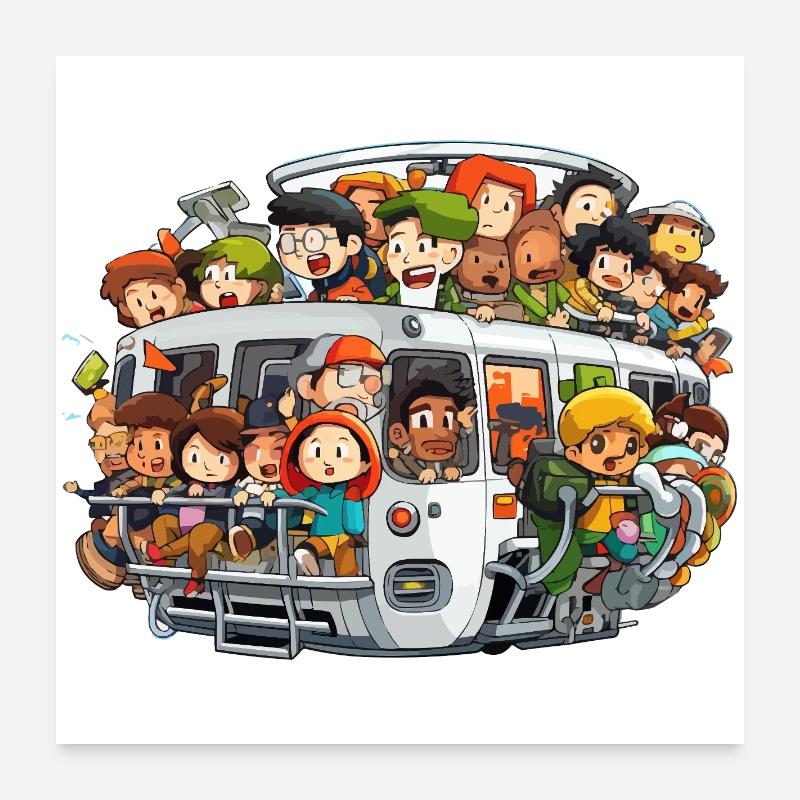 Colorful bus scene Poster 24" x 24" (60x60 cm)