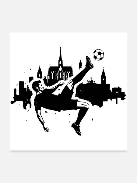 Bicyclette de football Cologne - Poster 60 x 60 cm - blanc - Devant