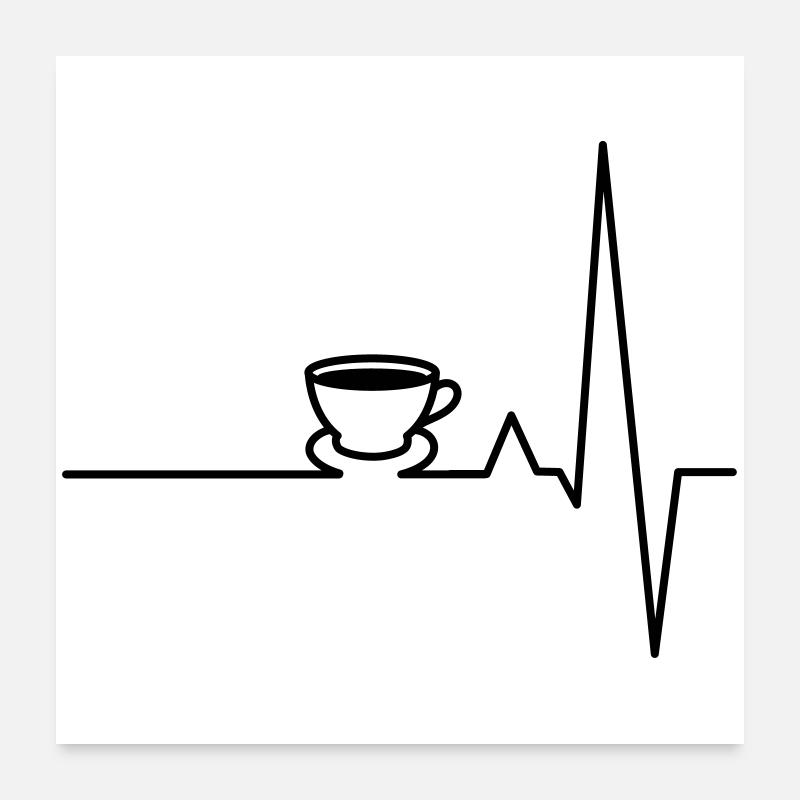 EKG Kaffee Herzschlag Poster 60x60 cm