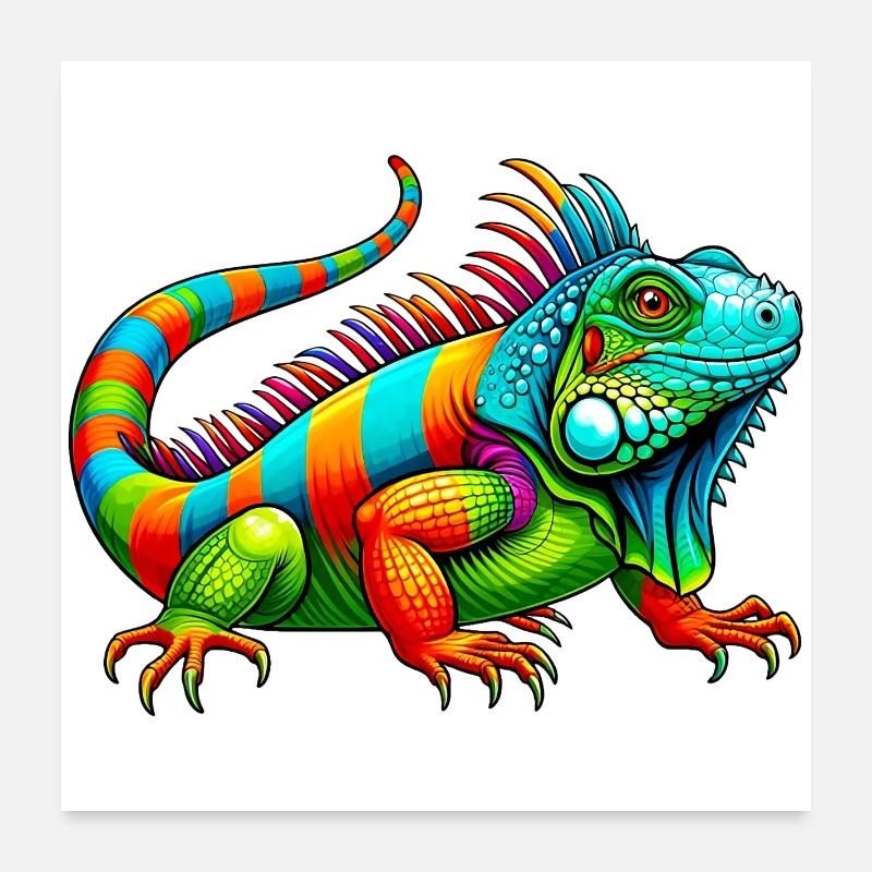 Leguan - Poster 60x60 cm - Weiß