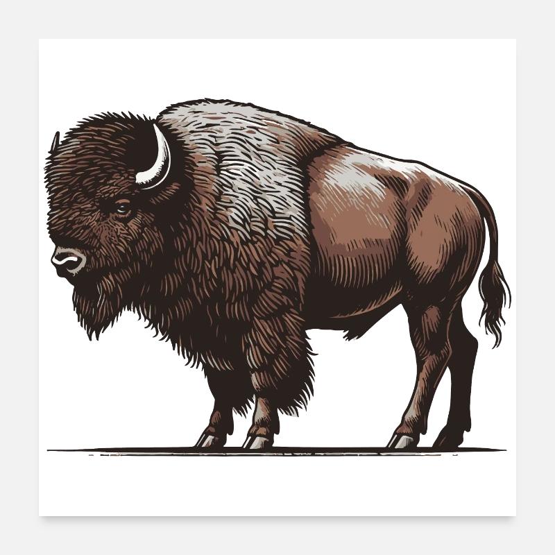 Bison - Poster 24" x 24" (60x60 cm) - white