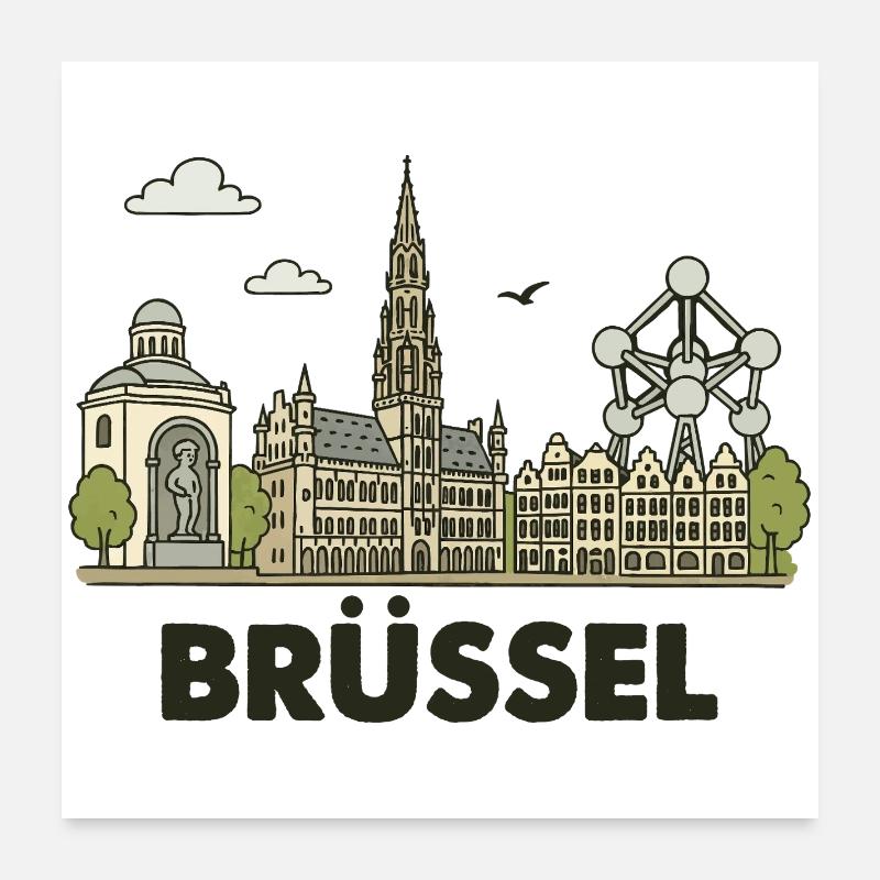 Brussels City Poster 24" x 24" (60x60 cm)
