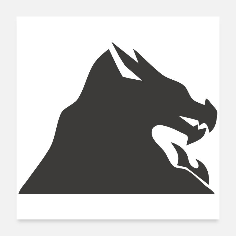 Silhouette Tête De Dragon Poster 60 x 60 cm