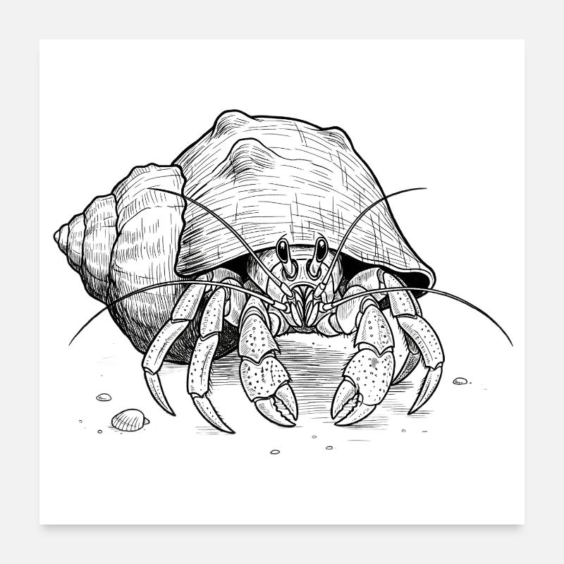 Krebs Einsiedlerkrebs - Poster 60x60 cm - Weiß