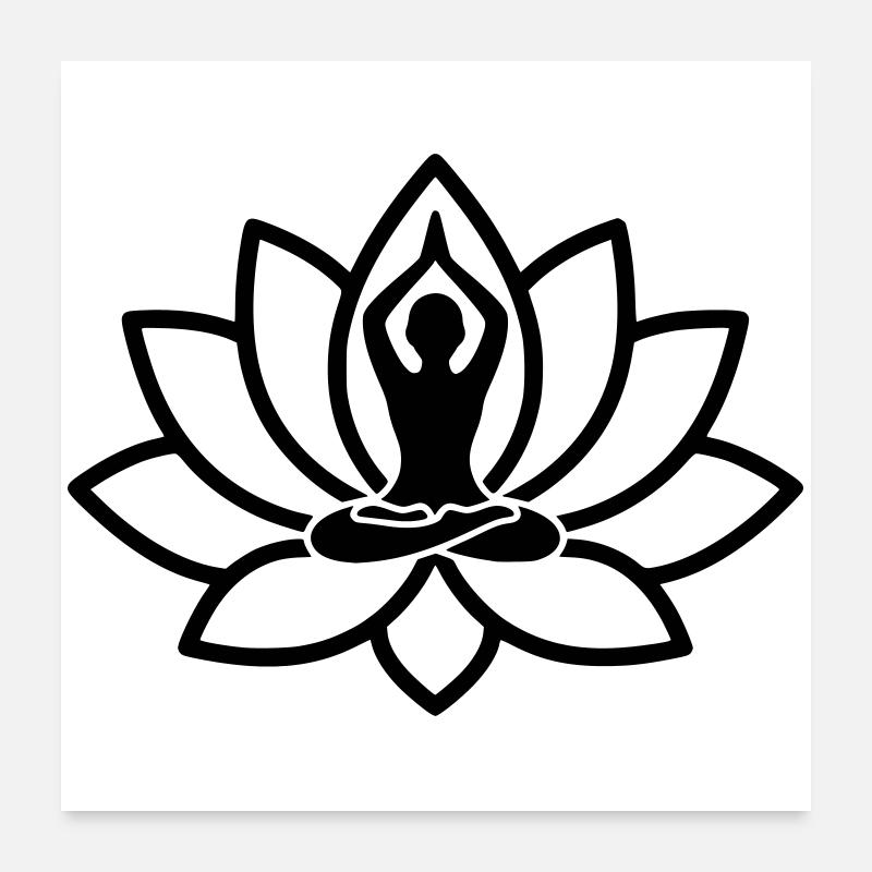 Silhouette de fleur de lotus de yoga Poster 60 x 60 cm