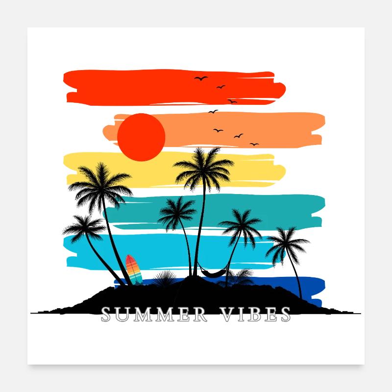  Summer Sunset Palm Trees Design Tropical  Poster 24" x 24" (60x60 cm)