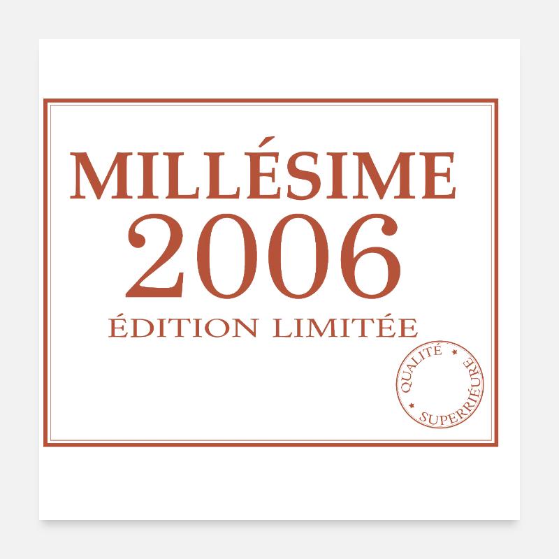 Millésime 2006 20 ans Anniversaire Vintage Cadeau. Poster 60 x 60 cm