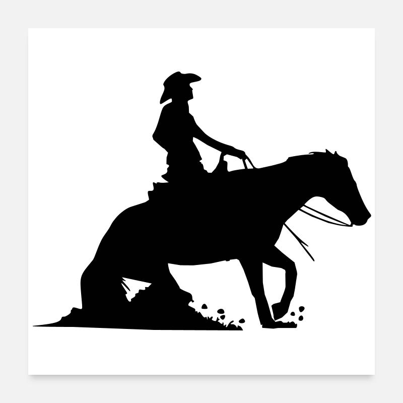 Equestrian Western Riding - Reining Poster 24" x 24" (60x60 cm)