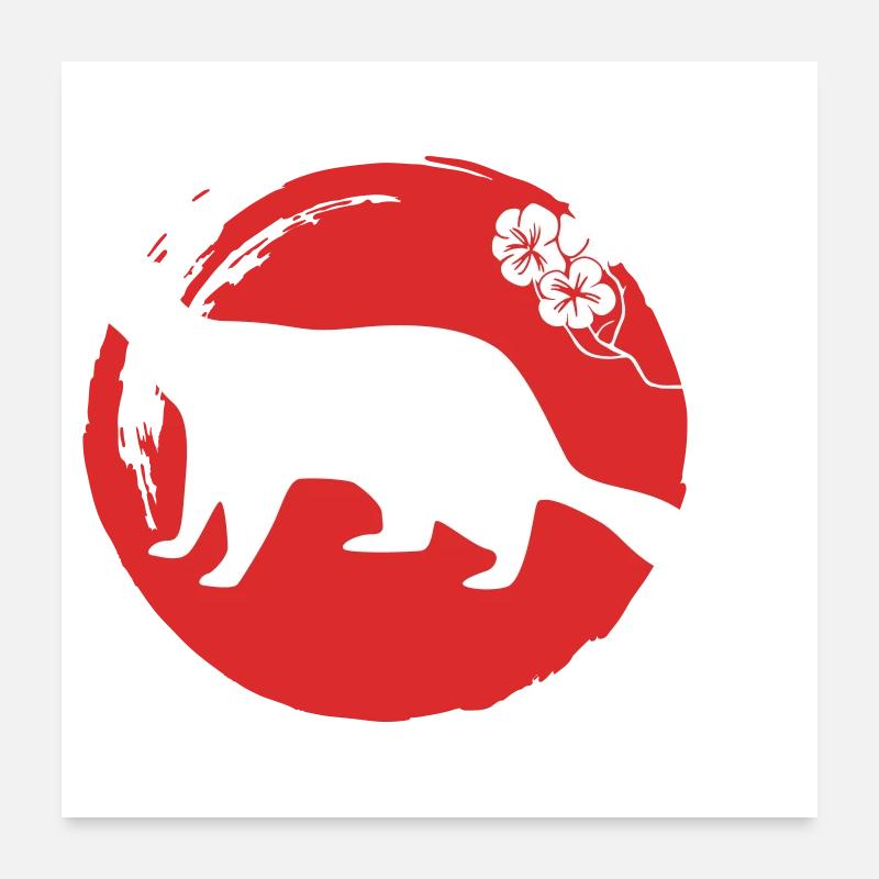 Marten Silhouette Japanese - Poster 24" x 24" (60x60 cm) - white
