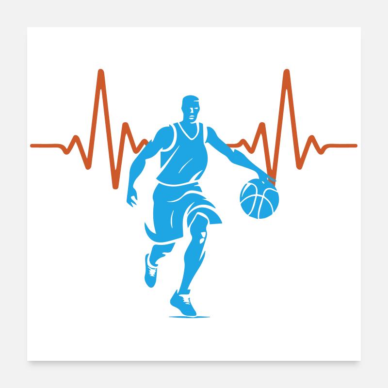 ECG Heartbeat Basketball Pulse | Couleurs changeantes Poster 60 x 60 cm