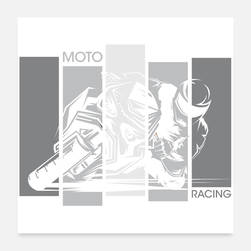 Motorcycle Racing Moto Biker Illustration Icon Poster 24" x 24" (60x60 cm)